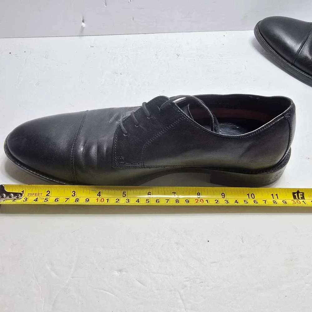 Cole Haan Mens Black Leather Cap Toe Derby Dress Shoes Lace Up Professional